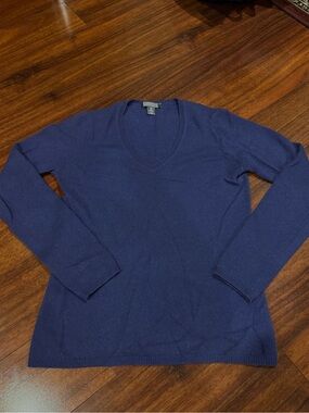 Charter Club Dark Slate Blue/Purple V-Neck Cashmere Sweater